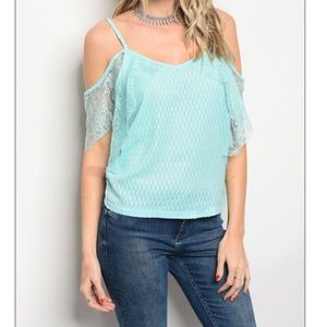 Sale! Light Blue lace top. Stylish and flirty